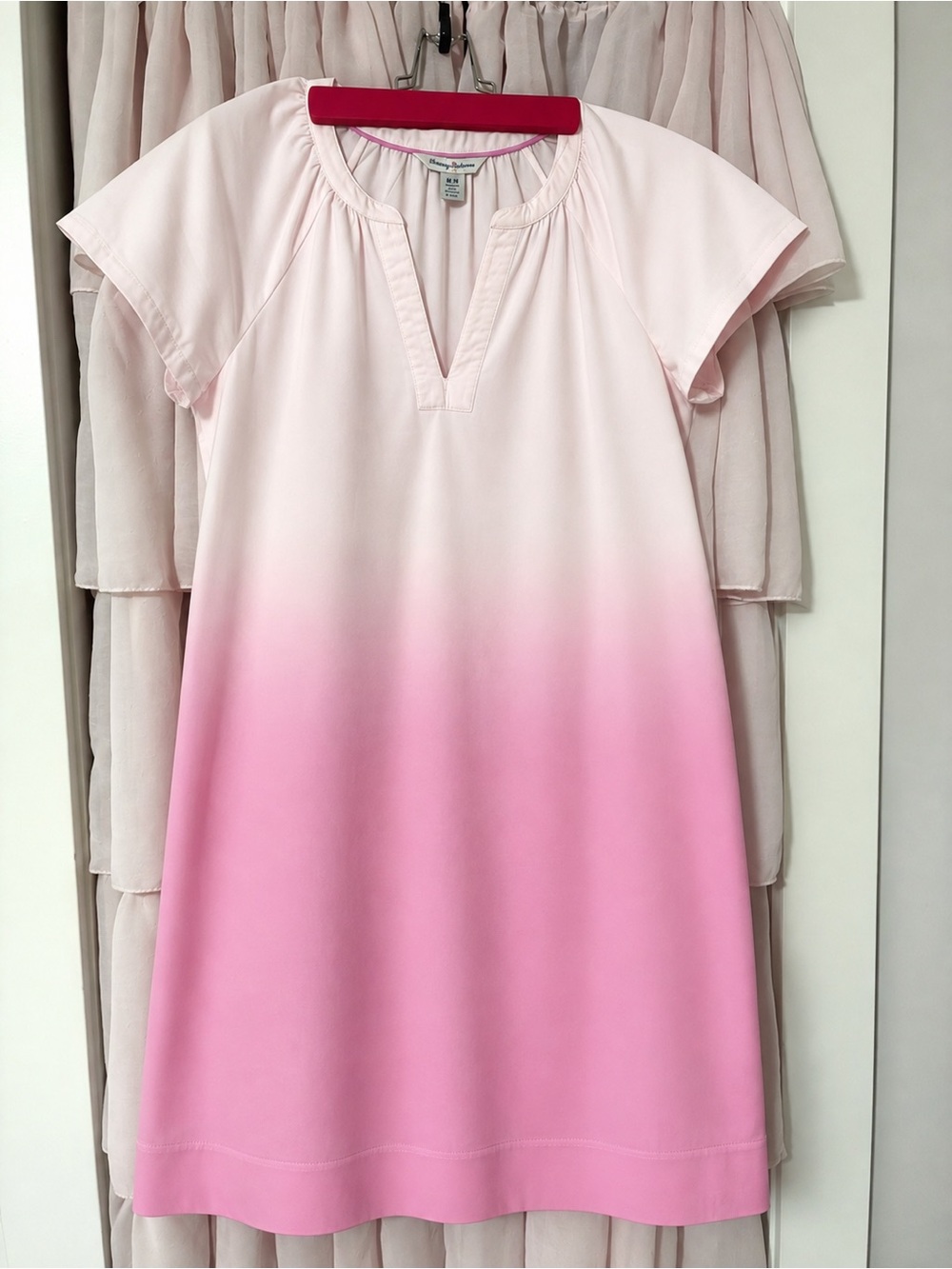 Tommy Bahama Light Pink Blouse with Hot Pink Trim